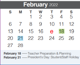 District School Academic Calendar for Canyon Middle for February 2022