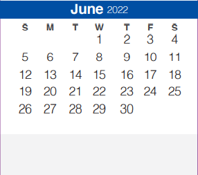 District School Academic Calendar for Canyon Middle for June 2022