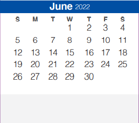 District School Academic Calendar for Goodwin Frazier Elementary School for June 2022