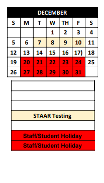 District School Academic Calendar for Jefferies Junior High for December 2021