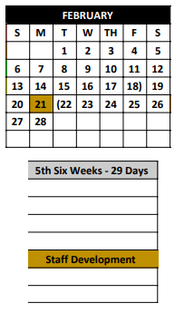 District School Academic Calendar for Comanche High School for February 2022