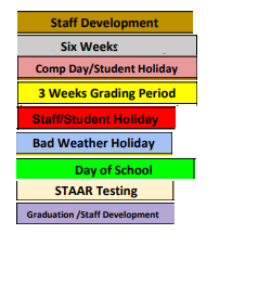 District School Academic Calendar Legend for Jefferies Junior High