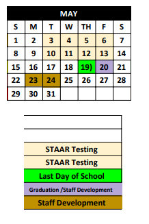 District School Academic Calendar for Comanche Accelerated Lrn Ctr for May 2022