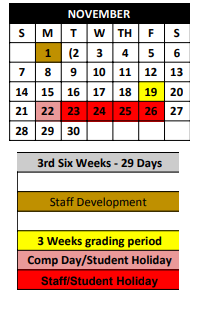 District School Academic Calendar for Comanche Elementary for November 2021