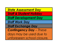 District School Academic Calendar Legend for Holy Highway Pickton