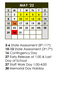 District School Academic Calendar for Como-pickton School for May 2022