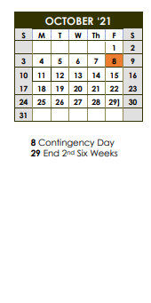 District School Academic Calendar for Holy Highway Pickton for October 2021