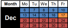 District School Academic Calendar for Elm Mott Center for December 2021