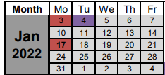 District School Academic Calendar for Connally Intermediate Center for January 2022