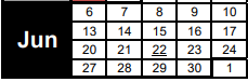 District School Academic Calendar for Challenge Academy for June 2022