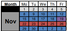 District School Academic Calendar for Lakeview Academy for November 2021