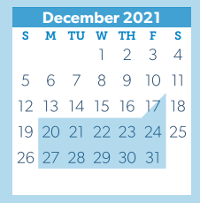 District School Academic Calendar for New Oak Ridge Intermediate for December 2021