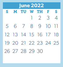 District School Academic Calendar for Anderson Elementary for June 2022