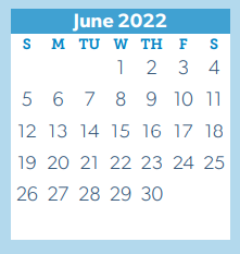 District School Academic Calendar for Mccullough Junior High School for June 2022