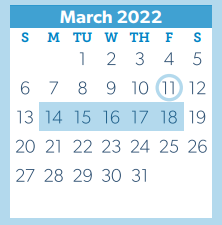 District School Academic Calendar for D A E P for March 2022