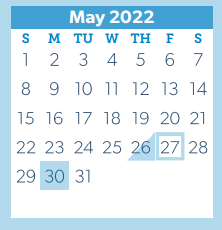 District School Academic Calendar for D A E P for May 2022