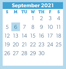 District School Academic Calendar for W L Hauke Alter Ed for September 2021
