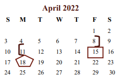 District School Academic Calendar for Cooper Junior High for April 2022