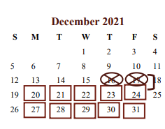 District School Academic Calendar for Cooper Elementary for December 2021