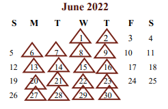 District School Academic Calendar for Cooper Junior High for June 2022