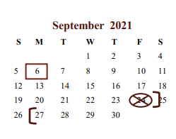 District School Academic Calendar for Cooper High School for September 2021