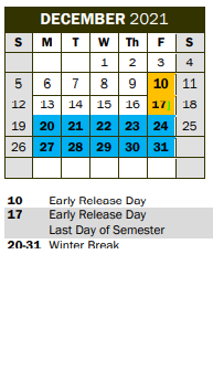 District School Academic Calendar for Lakeside Elementary School for December 2021