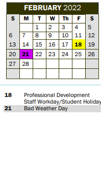 District School Academic Calendar for Mockingbird Elementary School for February 2022