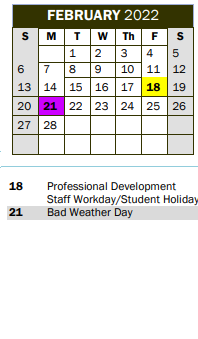 District School Academic Calendar for Austin Elementary for February 2022