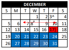 District School Academic Calendar for Copperas Cove Junior High for December 2021