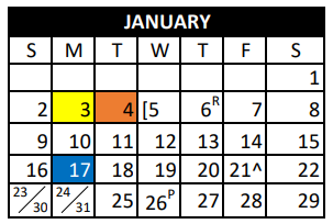 District School Academic Calendar for C R Clements Intermediate for January 2022