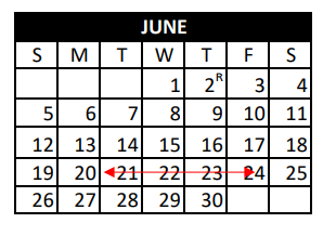 District School Academic Calendar for S C Lee Junior High for June 2022