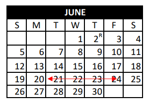 District School Academic Calendar for Mae Stevens Elementary for June 2022