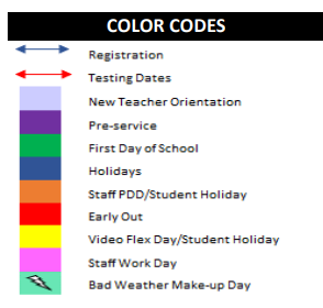 District School Academic Calendar Legend for Hollie Parsons Elementary