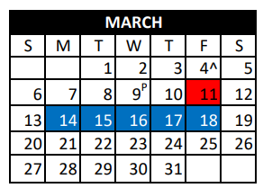 District School Academic Calendar for Fairview/miss Jewell Elementary for March 2022