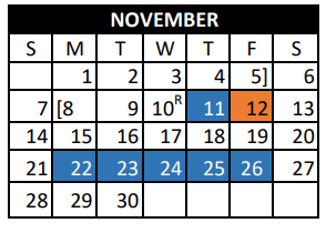 District School Academic Calendar for S C Lee Junior High for November 2021