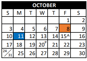 District School Academic Calendar for Lovett Ledger Int for October 2021