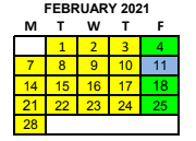 District School Academic Calendar for Corrigan-camden Junior High for February 2022