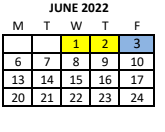 District School Academic Calendar for Corrigan-camden Elementary for June 2022