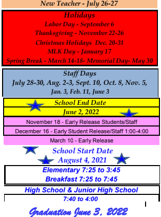 District School Academic Calendar Legend for Corrigan-camden Elementary