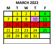 District School Academic Calendar for Corrigan-camden High School for March 2022