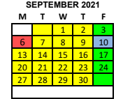District School Academic Calendar for Corrigan-camden Primary for September 2021