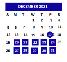 District School Academic Calendar for Corsicana H Igh School for December 2021