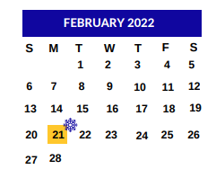 District School Academic Calendar for Sp Ed Ctr for February 2022