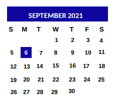 District School Academic Calendar for Sp Ed Ctr for September 2021