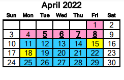 District School Academic Calendar for Encinal Elementary for April 2022