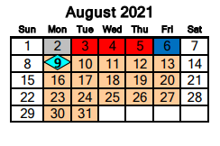 District School Academic Calendar for Encinal Elementary for August 2021