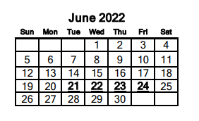 District School Academic Calendar for Frank Newman Middle for June 2022