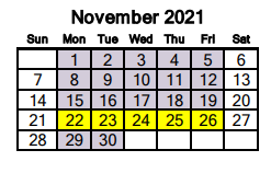 District School Academic Calendar for Frank Newman Middle for November 2021