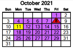 District School Academic Calendar for Encinal Elementary for October 2021