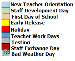 District School Academic Calendar Legend for Crandall Elementary